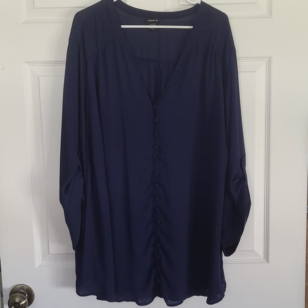 TORRID Navy Blue Button Down Blouse
